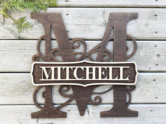 Monogram Last Name Door Hanger